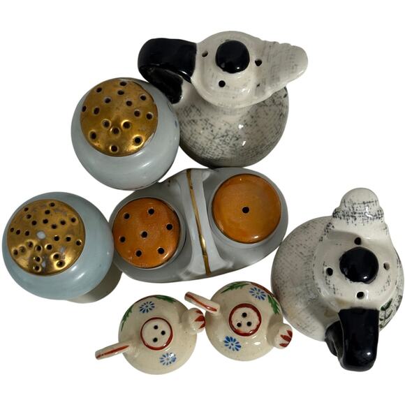 Vintage 4 Sets Salt & Pepper Shaker Ceramic Urn Basket Jugs Floral Mont Michel - Picture 3 of 8